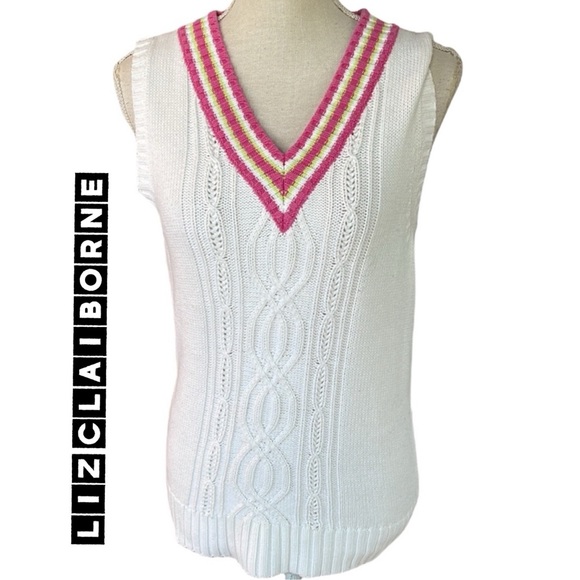 Liz Claiborne Sweaters - Liz Claiborne white sleeveless V-neck sweater